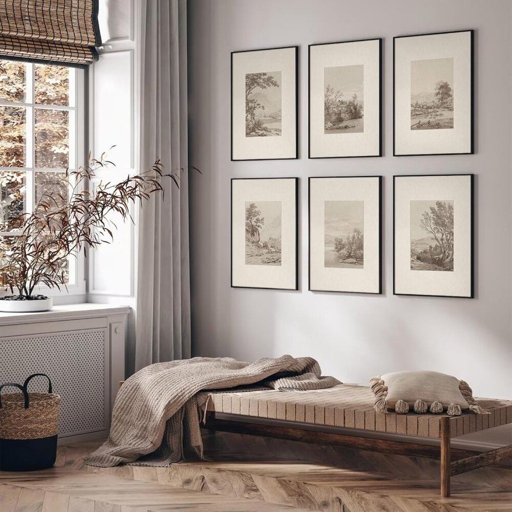Neutral Wall Art Decor Set of 6 Vintage Canvas Wall Art Rustic Farmhouse Wall Ar - Picture 4 of 7